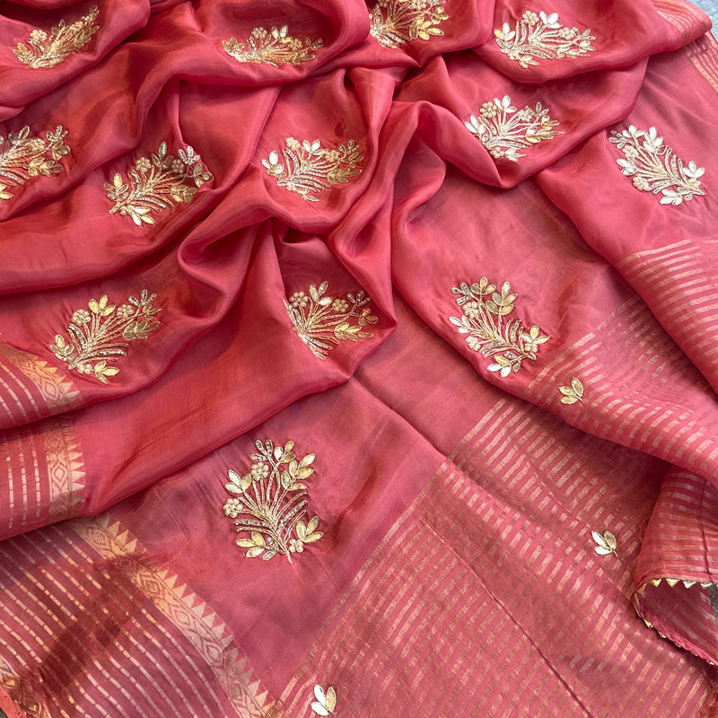 Crepe Banarasi Saree with Zardozi & Zarkan Embellishments