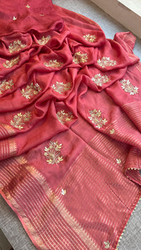 Crepe Banarasi Saree with Zardozi & Zarkan Embellishments