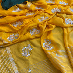 Crepe Banarasi Saree with Zardozi & Zarkan Embellishments