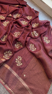 Crepe Banarasi Saree with Zardozi & Zarkan Embellishments