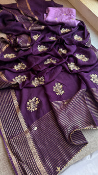 Crepe Banarasi Saree with Zardozi & Zarkan Embellishments