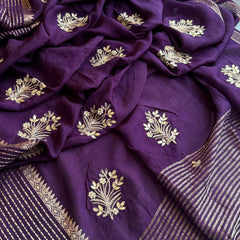 Crepe Banarasi Saree with Zardozi & Zarkan Embellishments