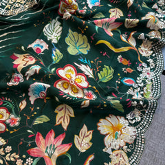 Munga Crepe Silk Saree with Gotapatti & Pearl Embroidery