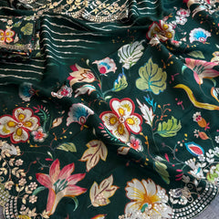 Munga Crepe Silk Saree with Gotapatti & Pearl Embroidery