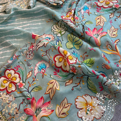 Munga Crepe Silk Saree with Gotapatti & Pearl Embroidery