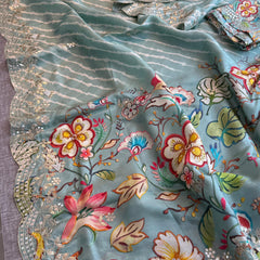 Munga Crepe Silk Saree with Gotapatti & Pearl Embroidery