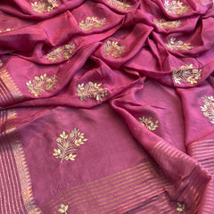 Crepe Banarasi Saree with Zardozi & Zarkan Embellishments