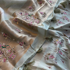 Soft Cosmo Munga Silk Banarasi Wedding Saree with Zardozi & Resham Work