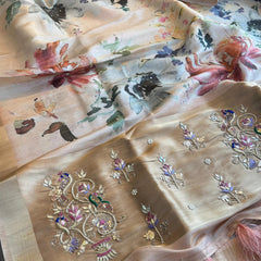 Soft Cosmo Munga Silk Banarasi Wedding Saree with Zardozi & Resham Work