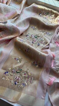 Soft Cosmo Munga Silk Banarasi Wedding Saree with Zardozi & Resham Work