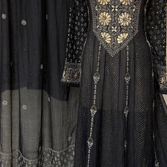 Mul Chanderi Anarkali Kurta Dupatta Set with Elegant Mukaish Work