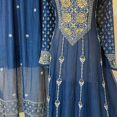Mul Chanderi Anarkali Kurta Dupatta Set with Elegant Mukaish Work