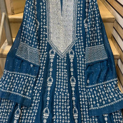 Pure Mul Chanderi Semi-Stitched Kurta Dupatta Set with Pearl & Katdana