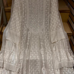 Pure Mul Chanderi Semi-Stitched Kurta Dupatta Set with Pearl & Katdana