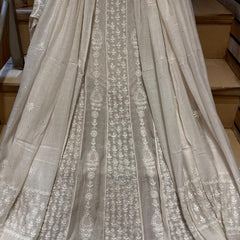 Pure Mul Chanderi Semi-Stitched Kurta Dupatta Set with Pearl & Katdana