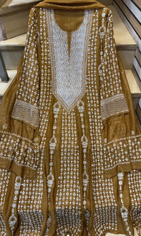 Pure Mul Chanderi Semi-Stitched Kurta Dupatta Set with Pearl & Katdana