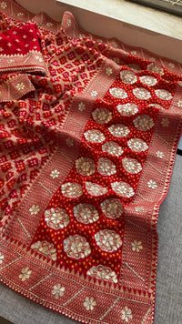 Pure Khaddi Georgette Banarasi Saree with Zardozi, Gotapatti & Pearl Embellishments