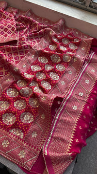 Pure Khaddi Georgette Banarasi Saree with Zardozi, Gotapatti & Pearl Embellishments