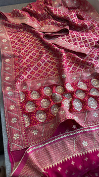Pure Khaddi Georgette Banarasi Saree with Zardozi, Gotapatti & Pearl Embellishments
