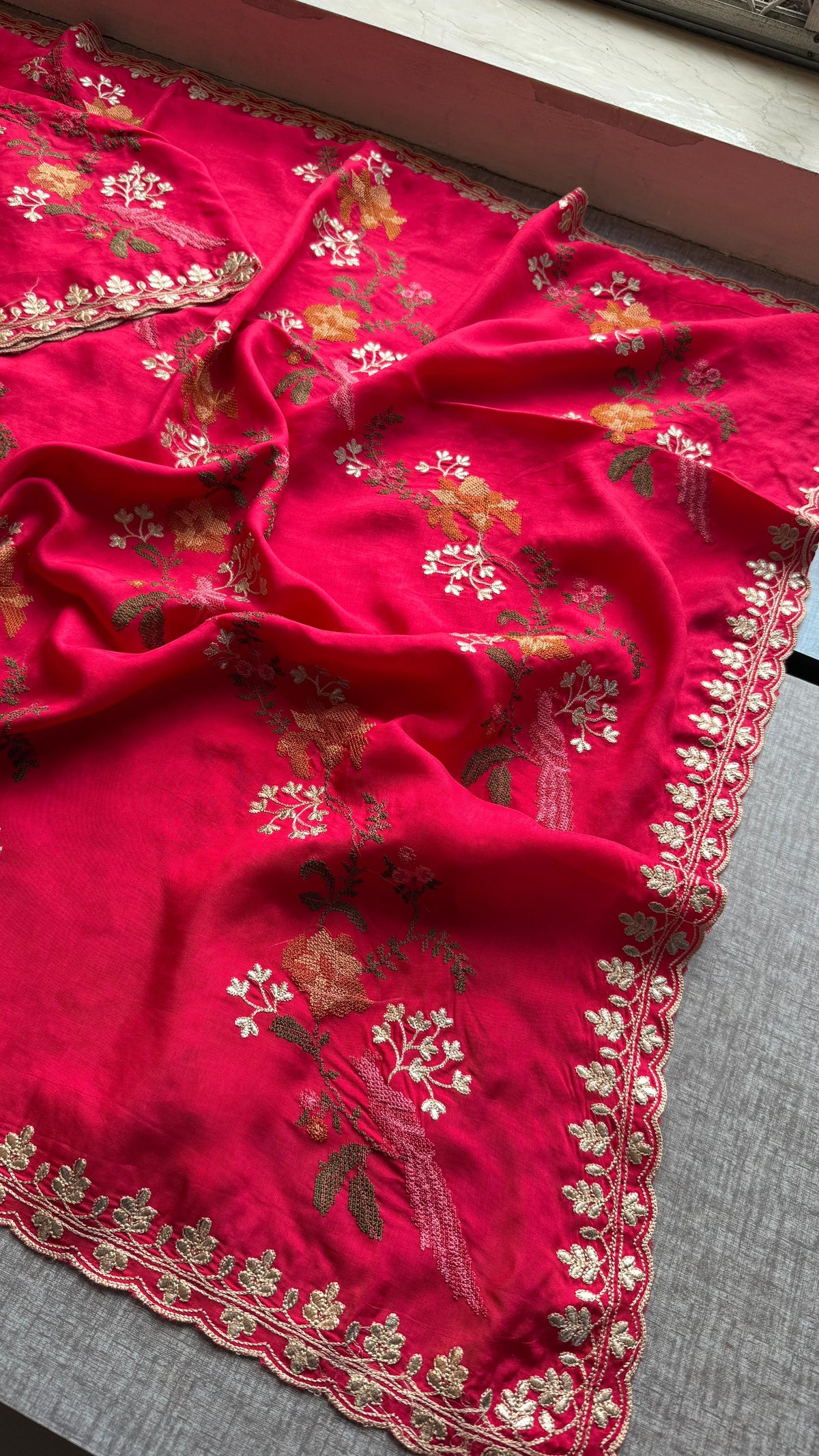 Pure Munga Silk Saree with Multi-Thread and Zari Embroidery