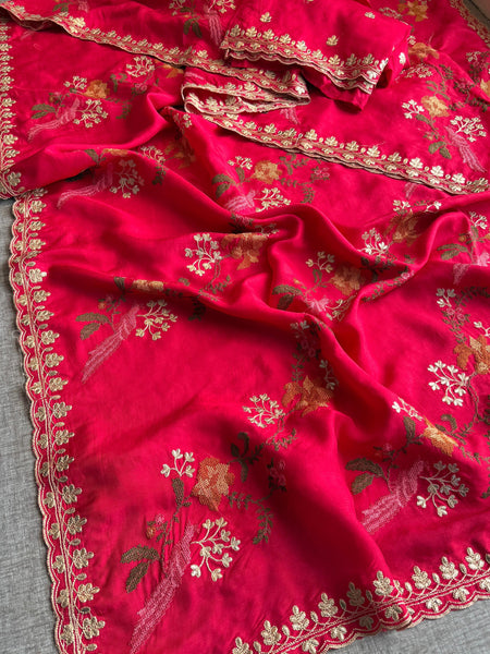 Pure Munga Silk Saree with Multi-Thread and Zari Embroidery
