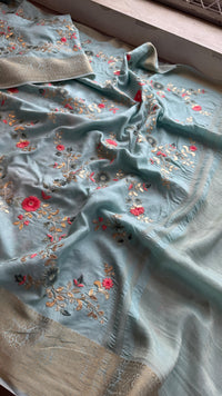 Pure Munga Silk Saree with Multi-Thread and Zari Embroidery