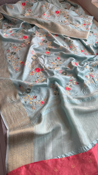 Pure Munga Silk Saree with Multi-Thread and Zari Embroidery