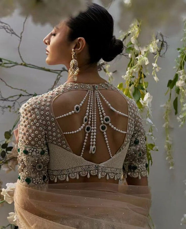 Ivory Pearl Work Blouse