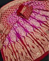 12 Kali Pure Georgette Banarasi Bandhani Lehenga with Zari Blouse & Dupatta