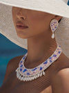 Celestial Bloom – Handcrafted Pearl Drop Necklace & Earrings Set