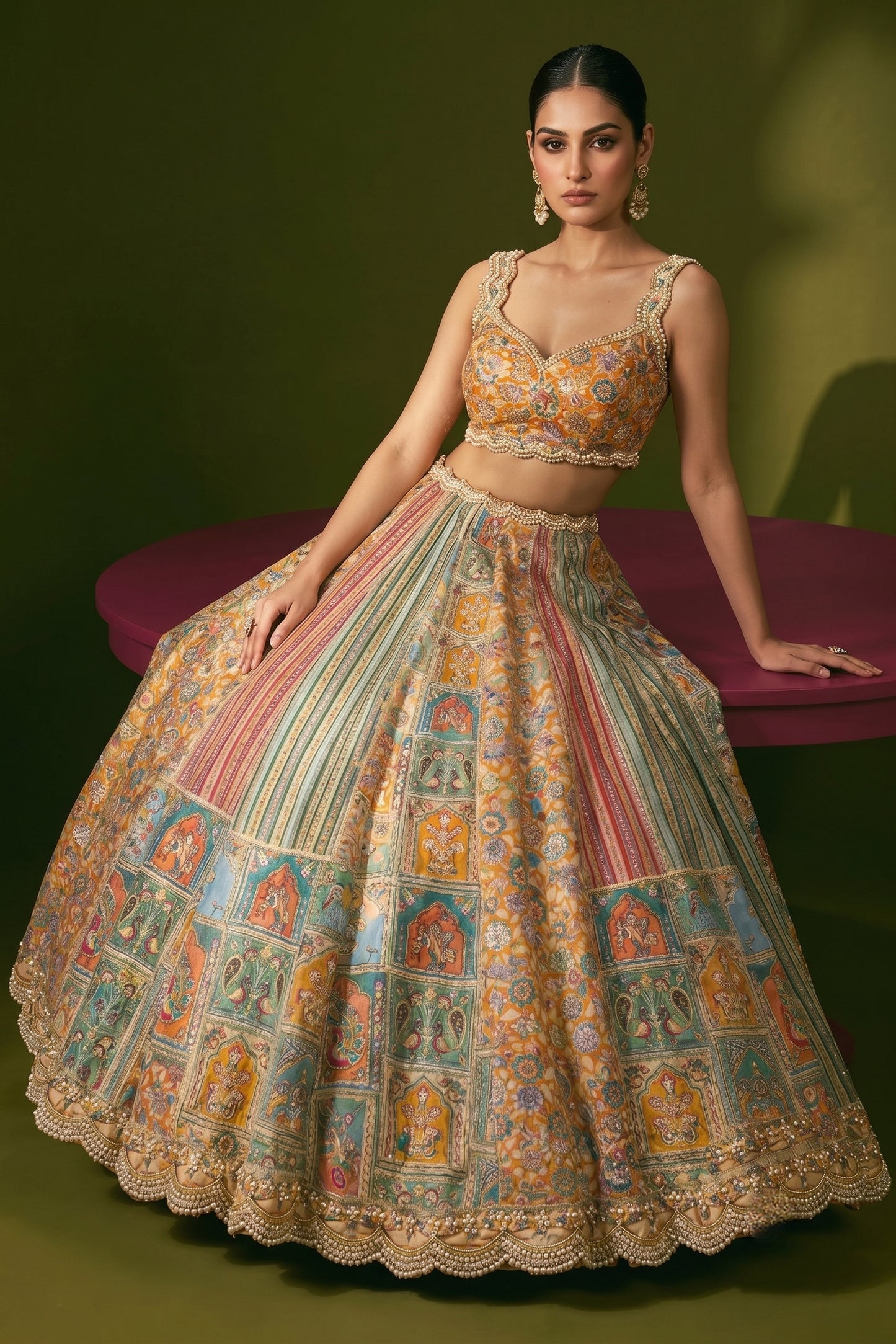 Pearl And Zardozi On Patola Silk Panels · 192 Artisan Hours of work · The Pichwai Edit