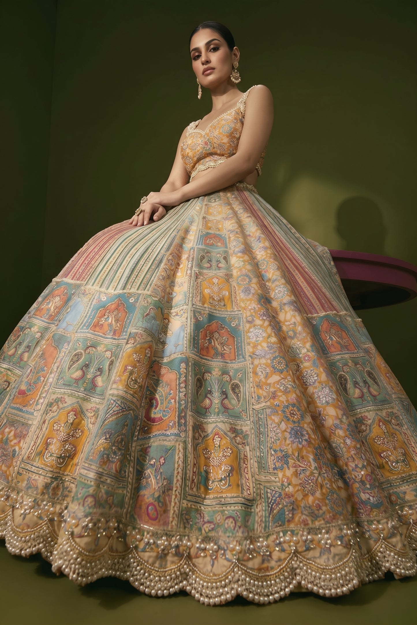 Pearl And Zardozi On Patola Silk Panels · 192 Artisan Hours of work · The Pichwai Edit