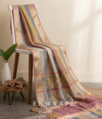 Pastel Radiance Tissue Silk Banarasi Saree With Handcrafted Zardozi & Pearl Detailing