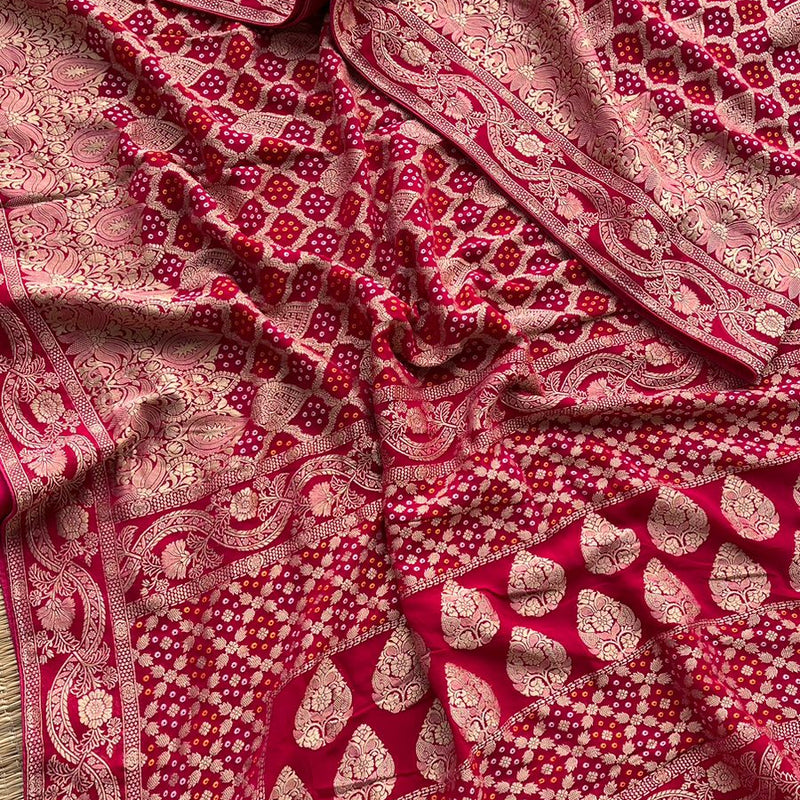 Pure Khaddi Georgette Saree with Banarasi Weaving