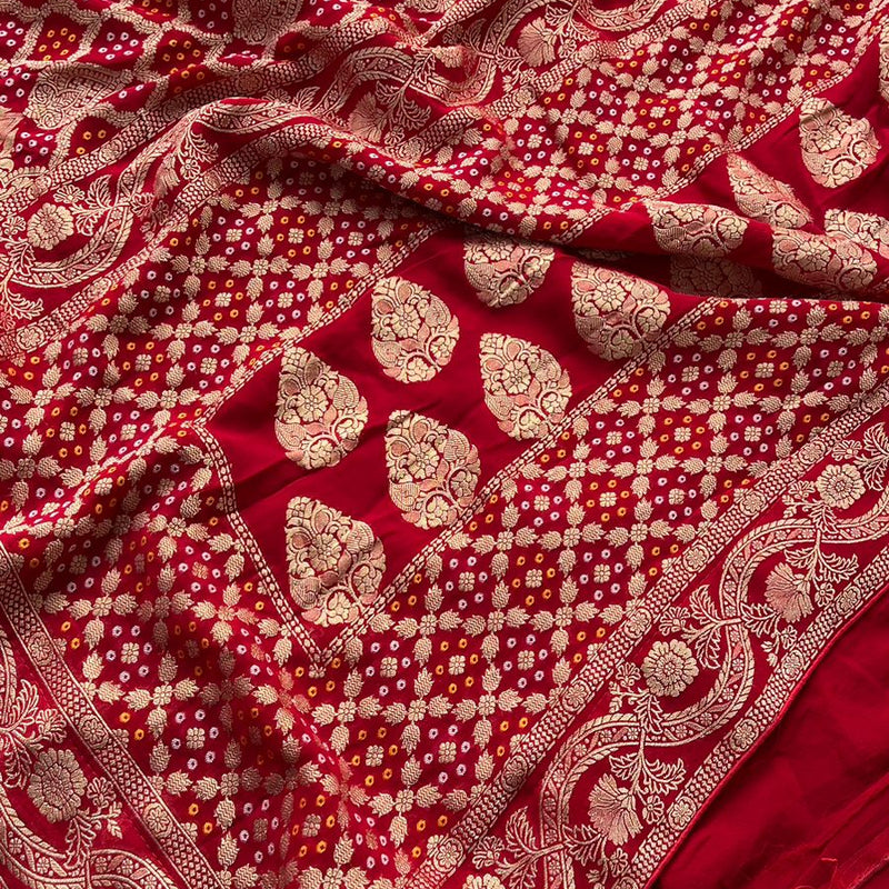 Pure Khaddi Georgette Saree with Banarasi Weaving