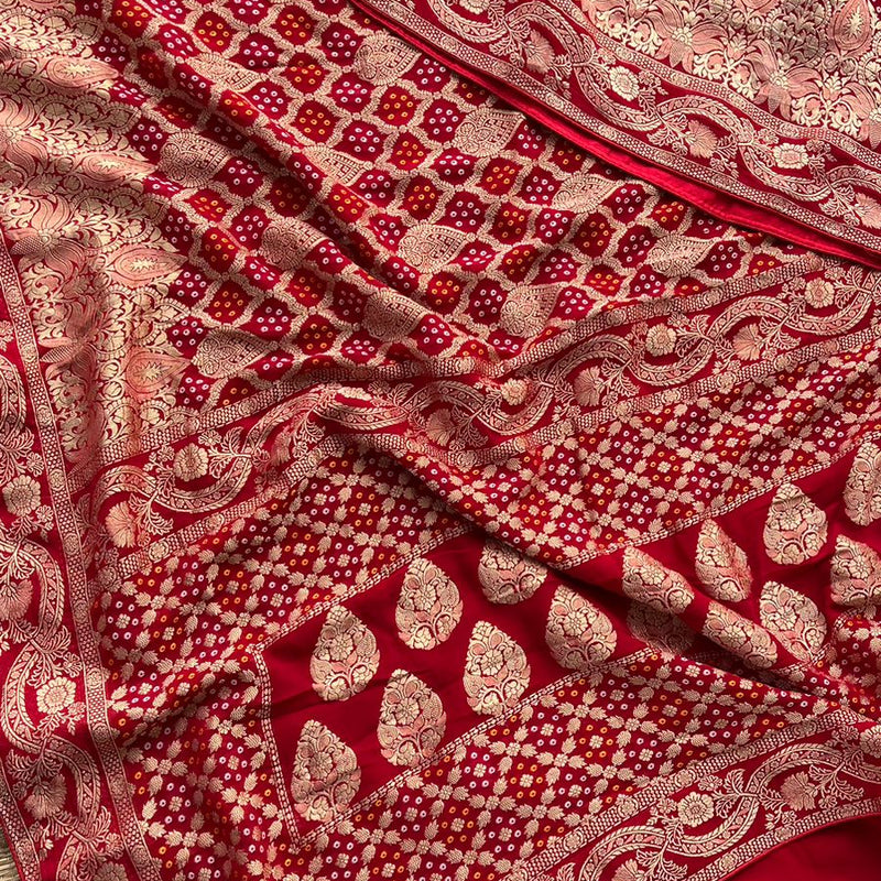 Pure Khaddi Georgette Saree with Banarasi Weaving
