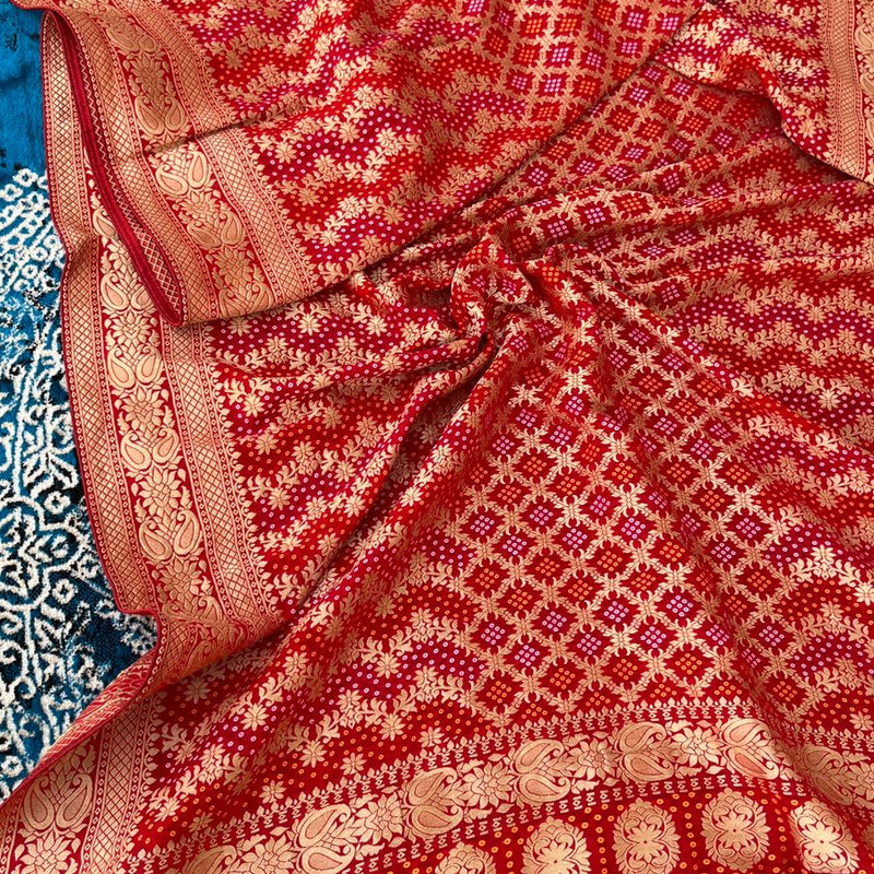 Pure Khaddi Georgette Dupatta with Bandhani Weaving