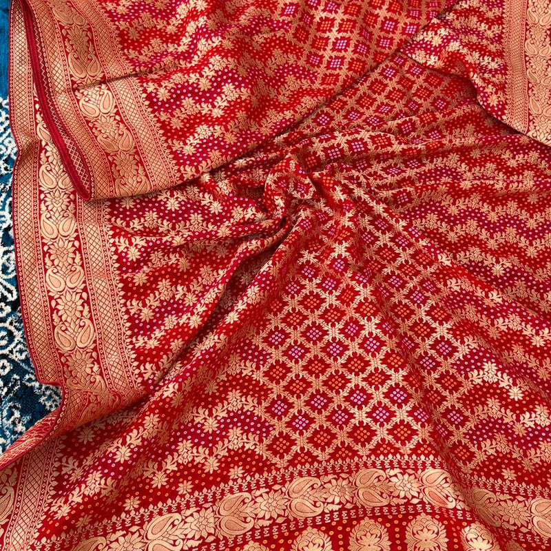 Pure Khaddi Georgette Dupatta with Bandhani Weaving