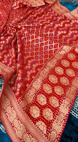 Pure Khaddi Georgette Dupatta with Bandhani Weaving