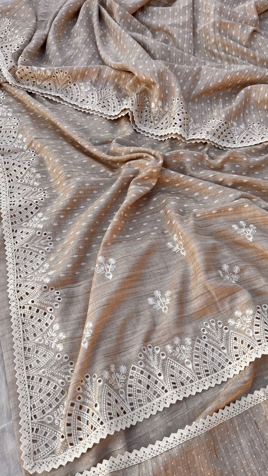 Pure Soft Tussar Silk Saree with Exquisite Parsi Embroidery