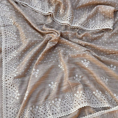 Pure Soft Tussar Silk Saree with Exquisite Parsi Embroidery
