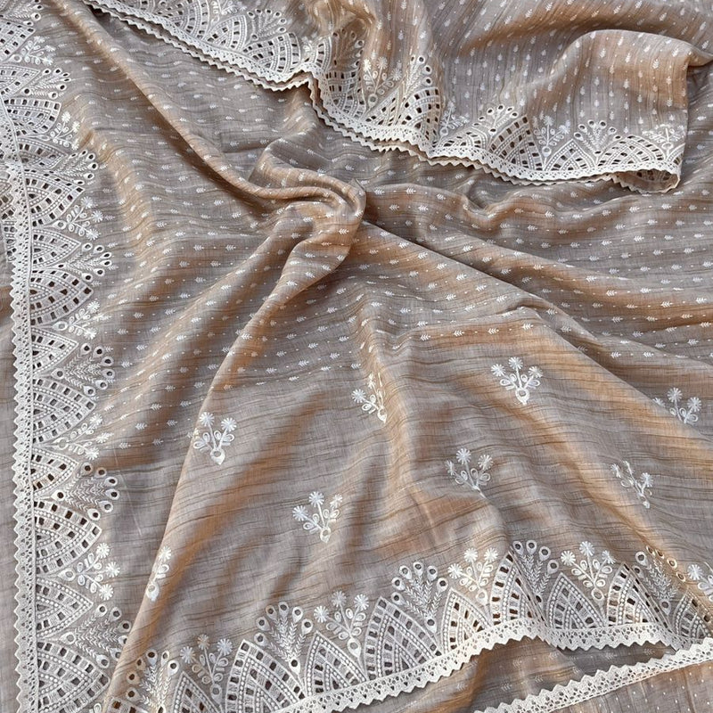 Pure Soft Tussar Silk Saree with Exquisite Parsi Embroidery