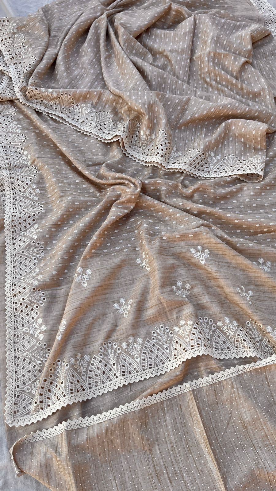 Pure Soft Tussar Silk Saree with Exquisite Parsi Embroidery