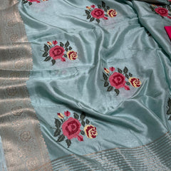 Pure Munga Banarasi Weaving Saree with Multi-Thread Embroidery