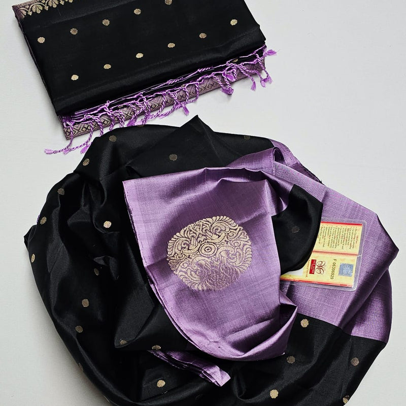 Pure Handloom Double Warp Kanchi Silks with Silver & Gold Zari Work