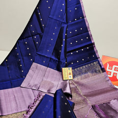 Pure Handloom Double Warp Kanchi Silks with Silver & Gold Zari Work
