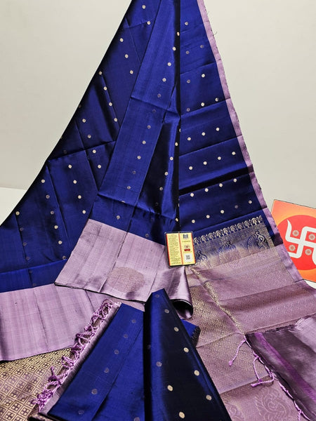 Pure Handloom Double Warp Kanchi Silks with Silver & Gold Zari Work