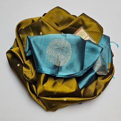 Pure Handloom Double Warp Kanchi Silks with Silver & Gold Zari Work