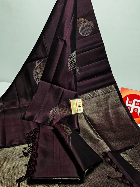 Pure Handloom Double Warp Kanchi Silks with Silver & Gold Zari Work