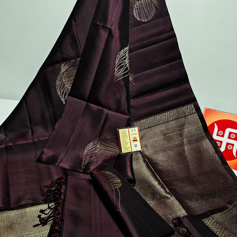 Pure Handloom Double Warp Kanchi Silks with Silver & Gold Zari Work